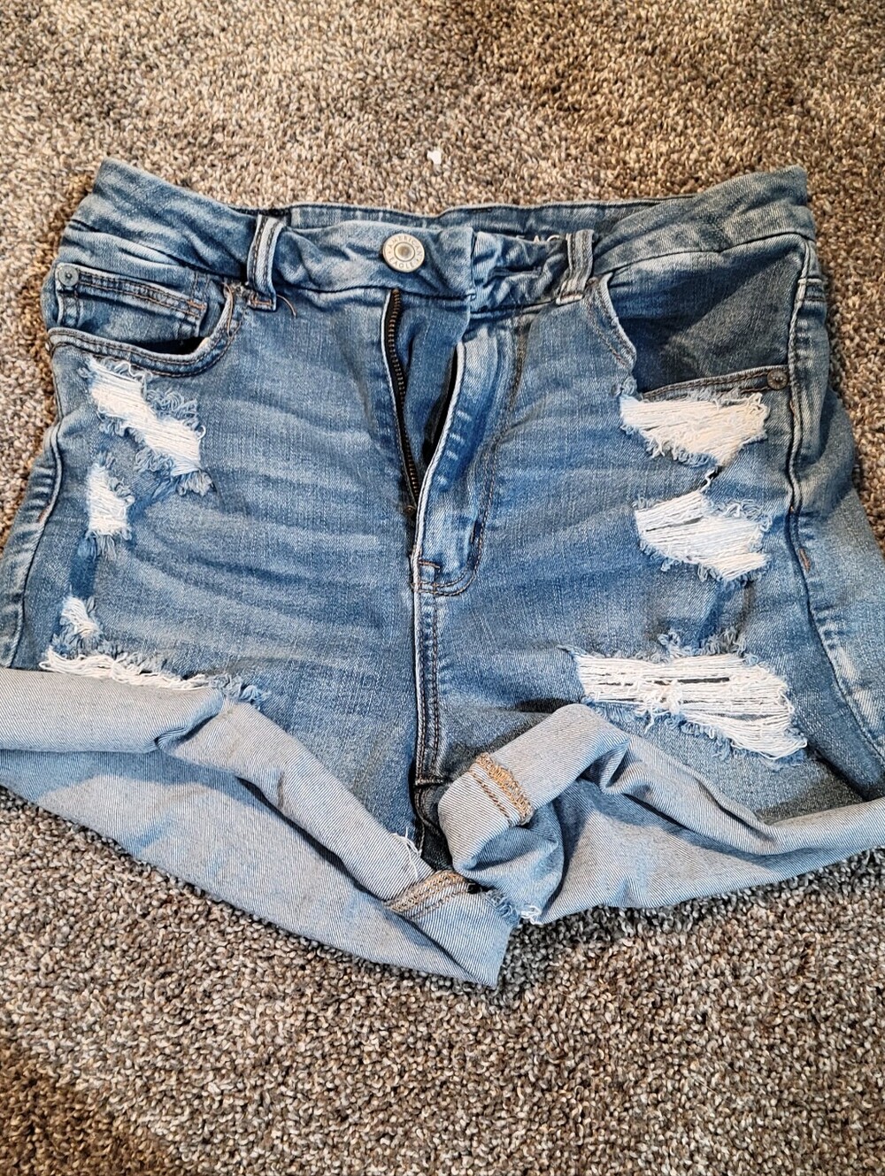 Light Blue Distressed Women's Denim Shorts